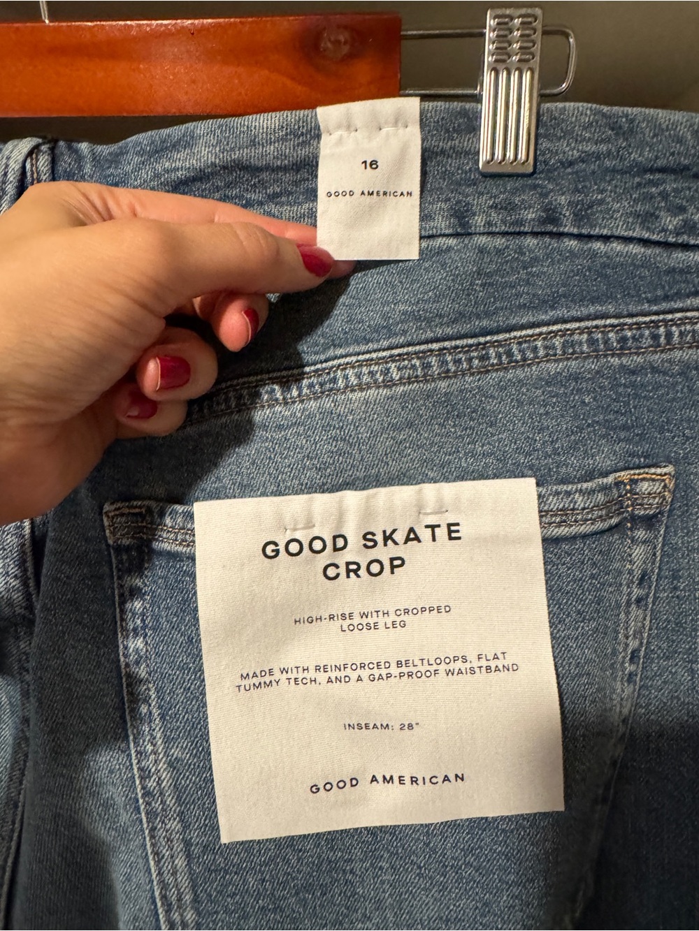 NWT Good American “Good Skate Cropped Wide Jeans”, size 16 - Picture 6 of 7